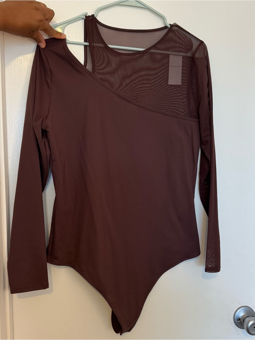 Abercrombie & Fitch Brown Long-Sleeve Sheer Panel Bodysuit